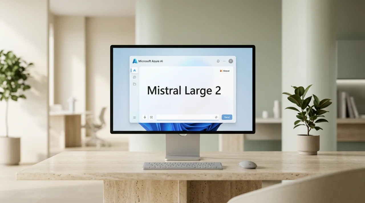 Интерфейс модели Mistral Large 2 в каталоге Microsoft Azure на экране рабочего монитора