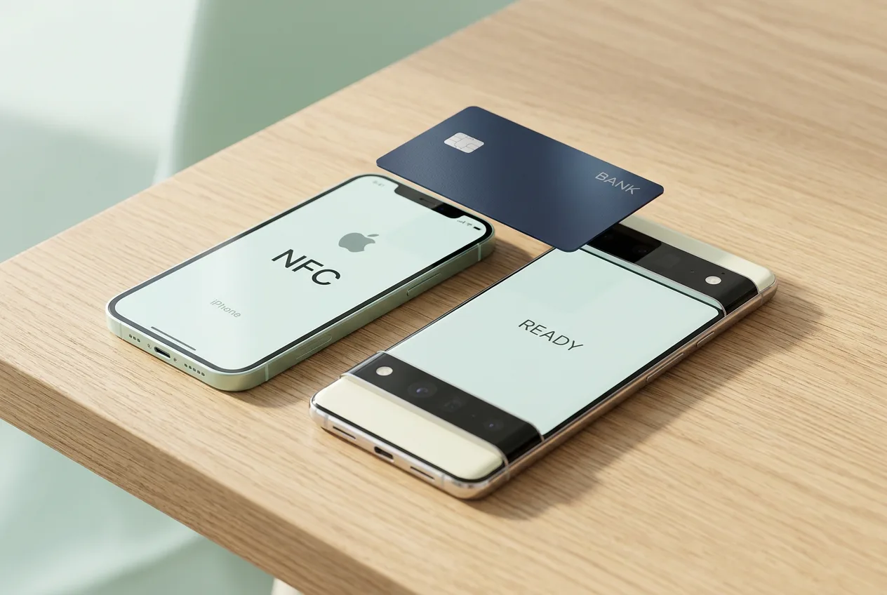 Смартфоны iOS и Android с поддержкой Tap to Pay и NFC для бесконтактных платежей.