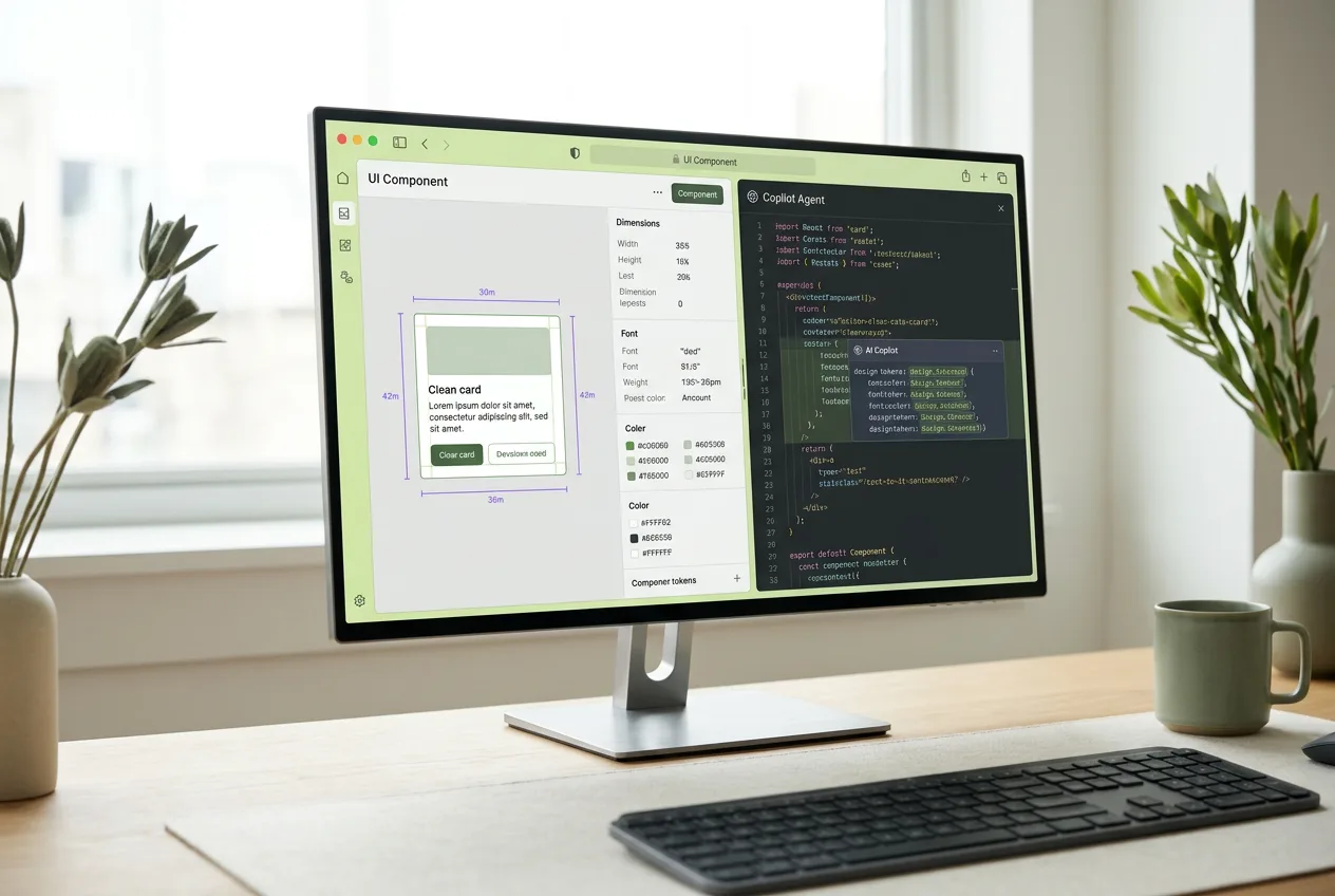 Интерфейс Figma Dev Mode и генерация кода компонентов через Copilot